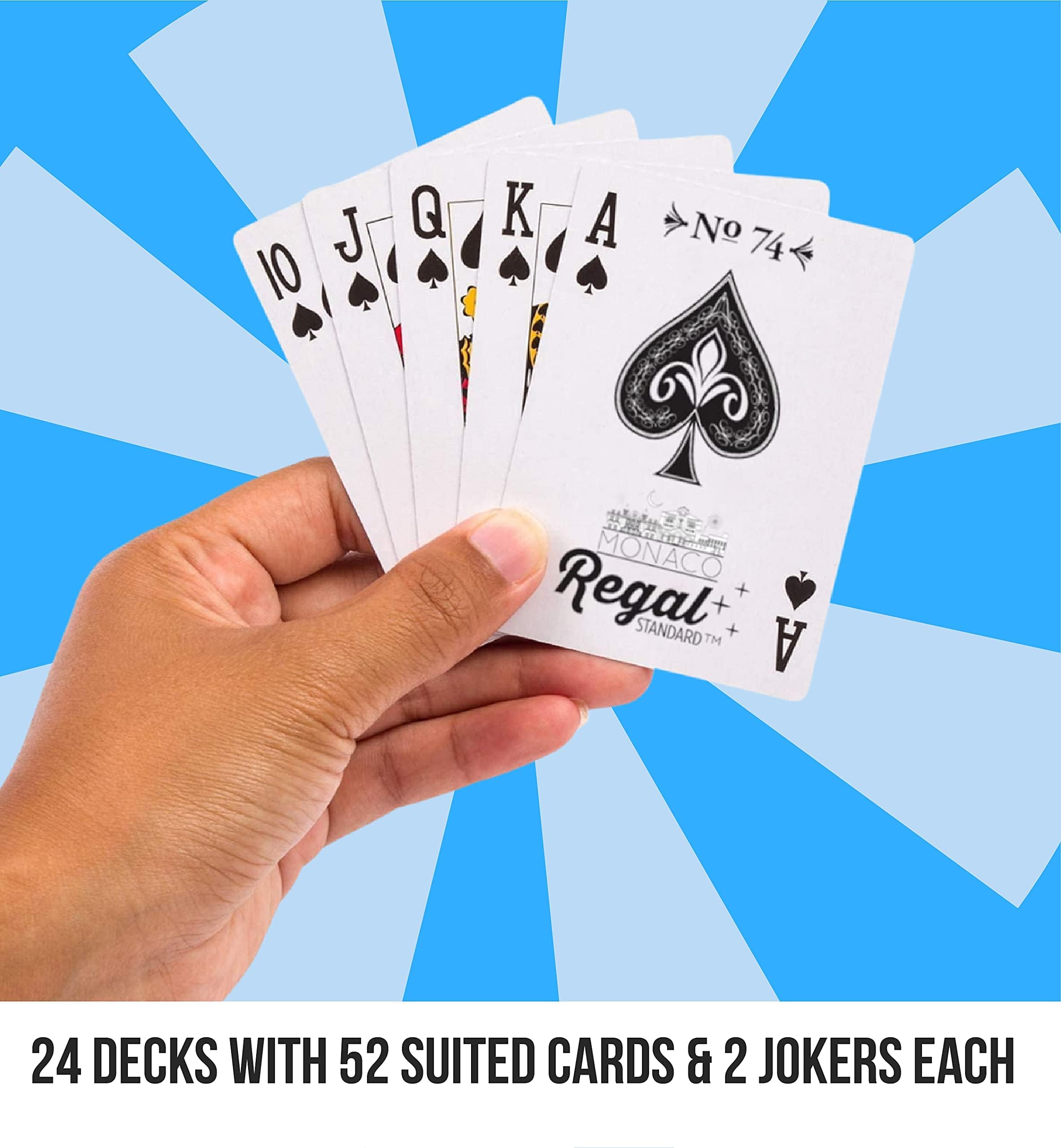 Regal Games - 24 Pack Bulk Playing Cards Set for Adults & Professionals - Standard Decks with Large Print - Perfect for Blackjack, Euchre, Canasta & Poker - Ideal for Game Nights, Travel & Casino Parties