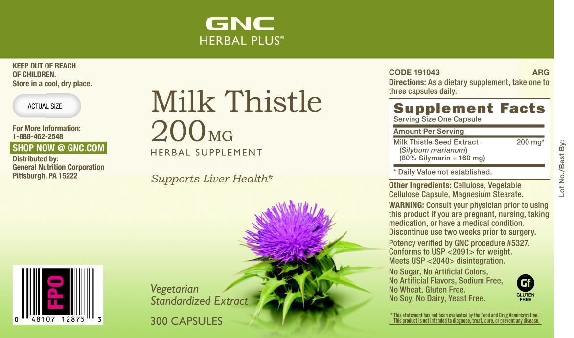 GNC Herbal Plus Milk Thistle 200mg - 300 Capsules for Liver Detox & Health Support | Natural Liver Cleanse Supplement | Ideal for Daily Wellness & Post-Alcohol Recovery