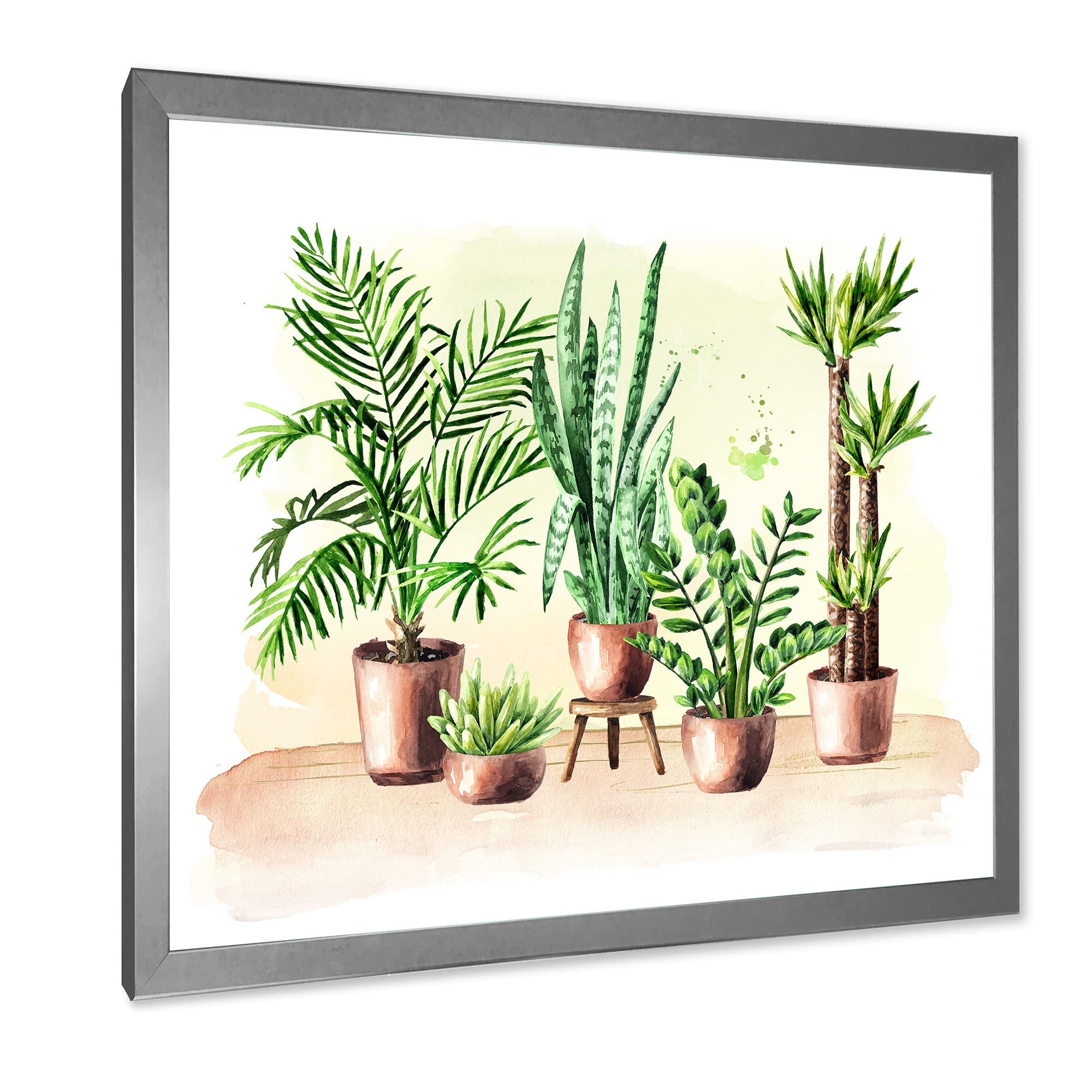 Indoor Green Home House Plants | Traditional Framed Wall Art Decor | Perfect for Living Room, Bedroom & Office Decoration
