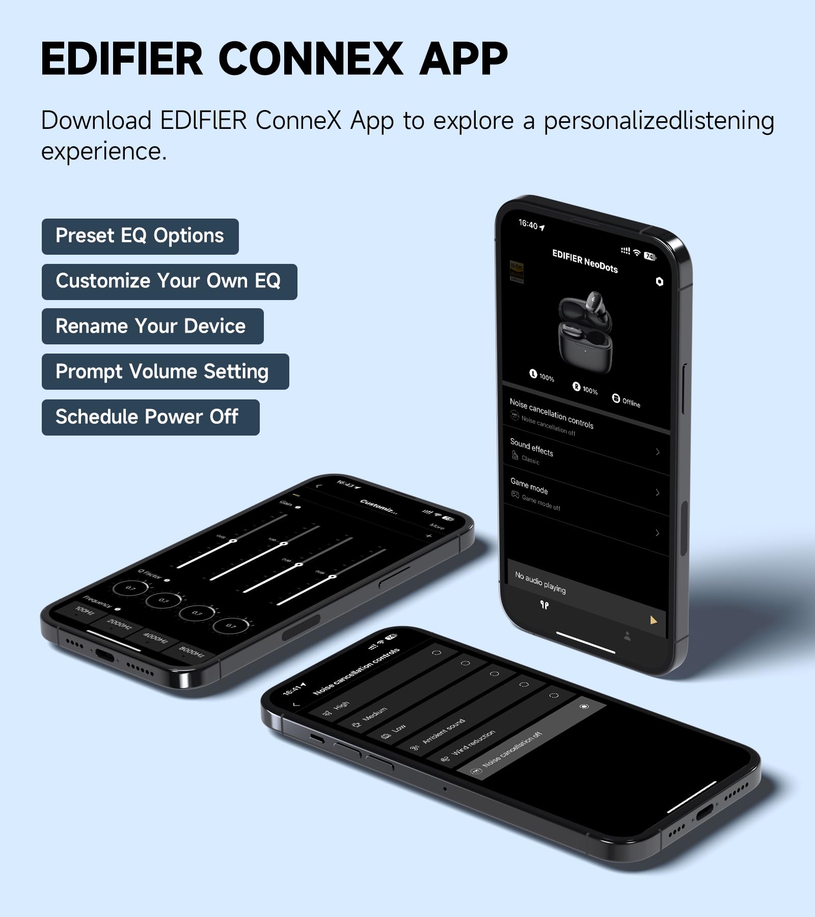 Edifier NeoDots True Wireless Earbuds with Hybrid ANC (48dB Noise Cancelling), Hi-Res Audio & LDAC, Wireless Charging, 6-Mic ENC, 56H Battery Life, Bluetooth 5.4 - Black | Perfect for Travel, Workouts & Commuting