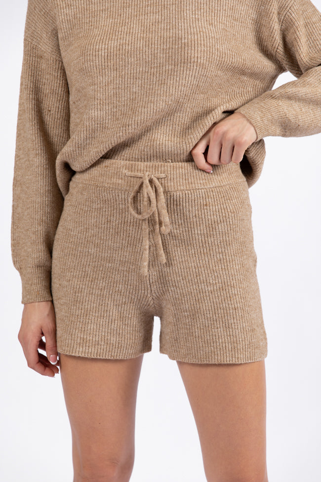 Cloud Chaser Mocha Sweater Knit Shorts for Women - Soft & Comfortable High Waisted Lounge Shorts - Perfect for Yoga, Sleepwear & Casual Wear - FINAL SALE