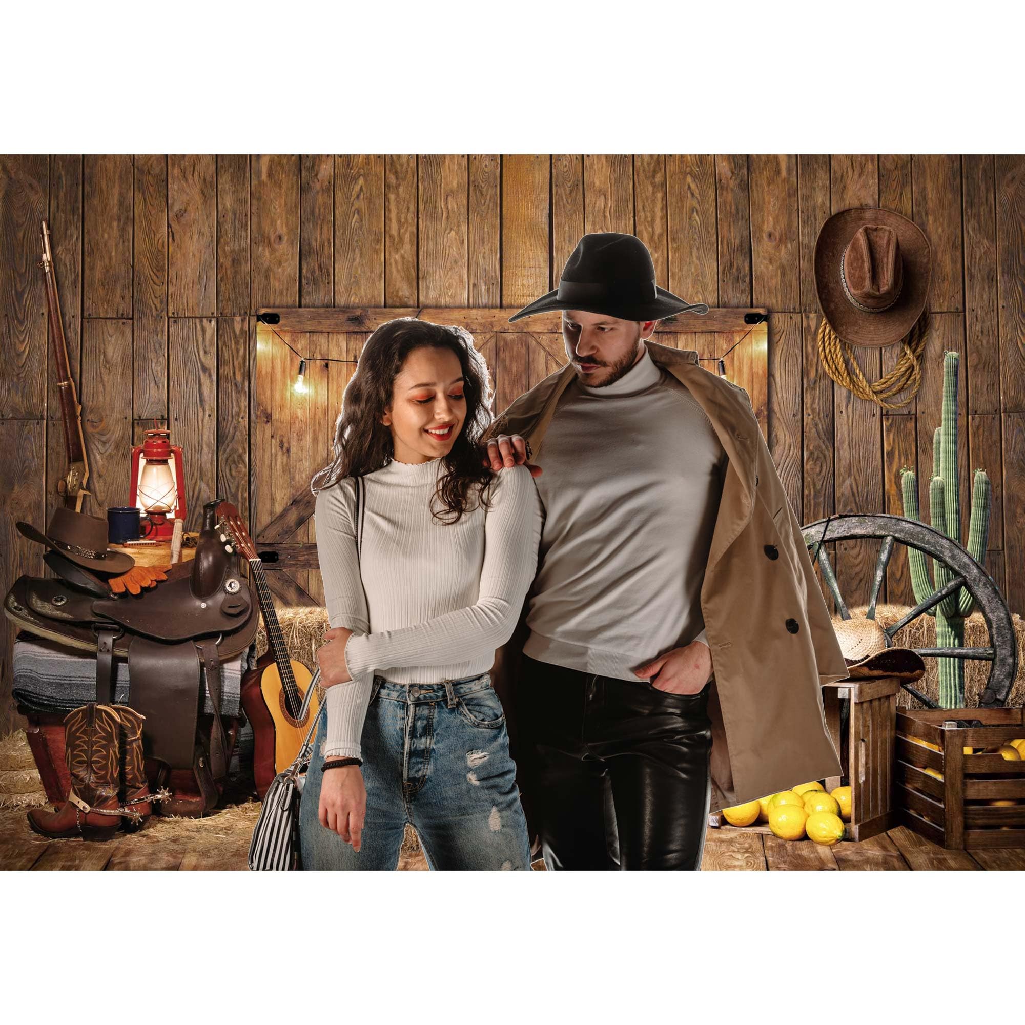 8x6FT Rustic Farmhouse Photography Backdrop - Polyester Fabric Barn Door Background for Western Cowboy, Birthday Parties, Baby Showers & Photo Booth Decor (Fall Harvest Theme) | Perfect for Seasonal Events, Family Portraits and Social Media Content Creation
