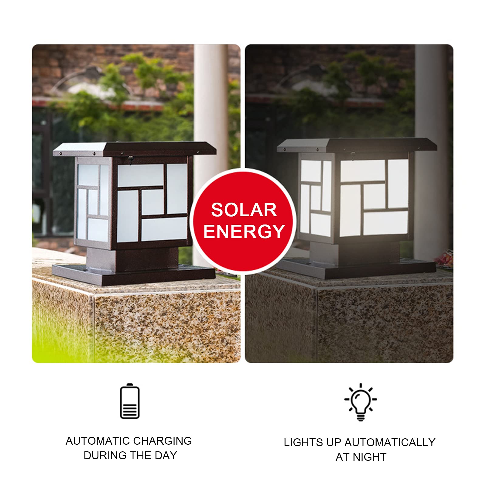 6W Solar Post Cap Lights - Waterproof IP65 Solar Fence Post Lights for 11x11 Inch or Larger Wooden Posts, White Light - Perfect for Deck, Patio, Garden & Pathway Lighting