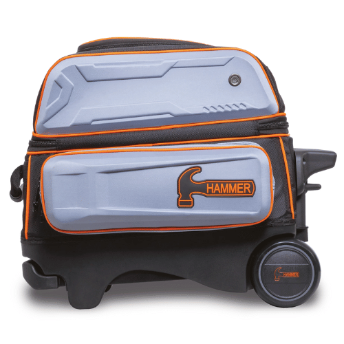 Hammer Gauntlet Double Roller Grey Bowling Bag - Premium 2-Ball Rolling Tote for League & Tournament Play