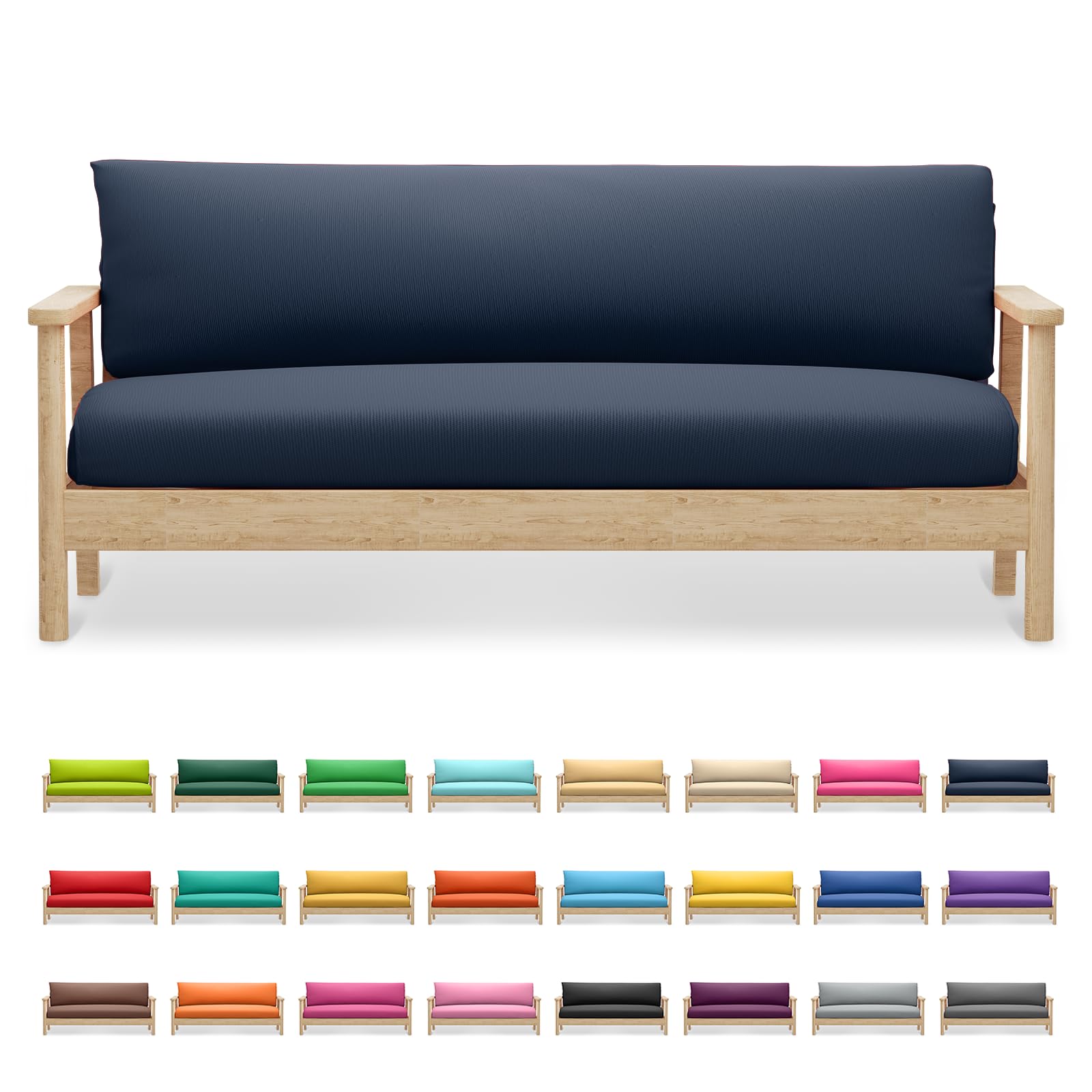 Stretchable Full Size Futon Cover - Armless Sofa Slipcover with Zipper, Machine Washable Furniture Protector for Kids & Pets (Navy Blue) - Perfect for Living Rooms, Dorm Rooms & Guest Bedrooms