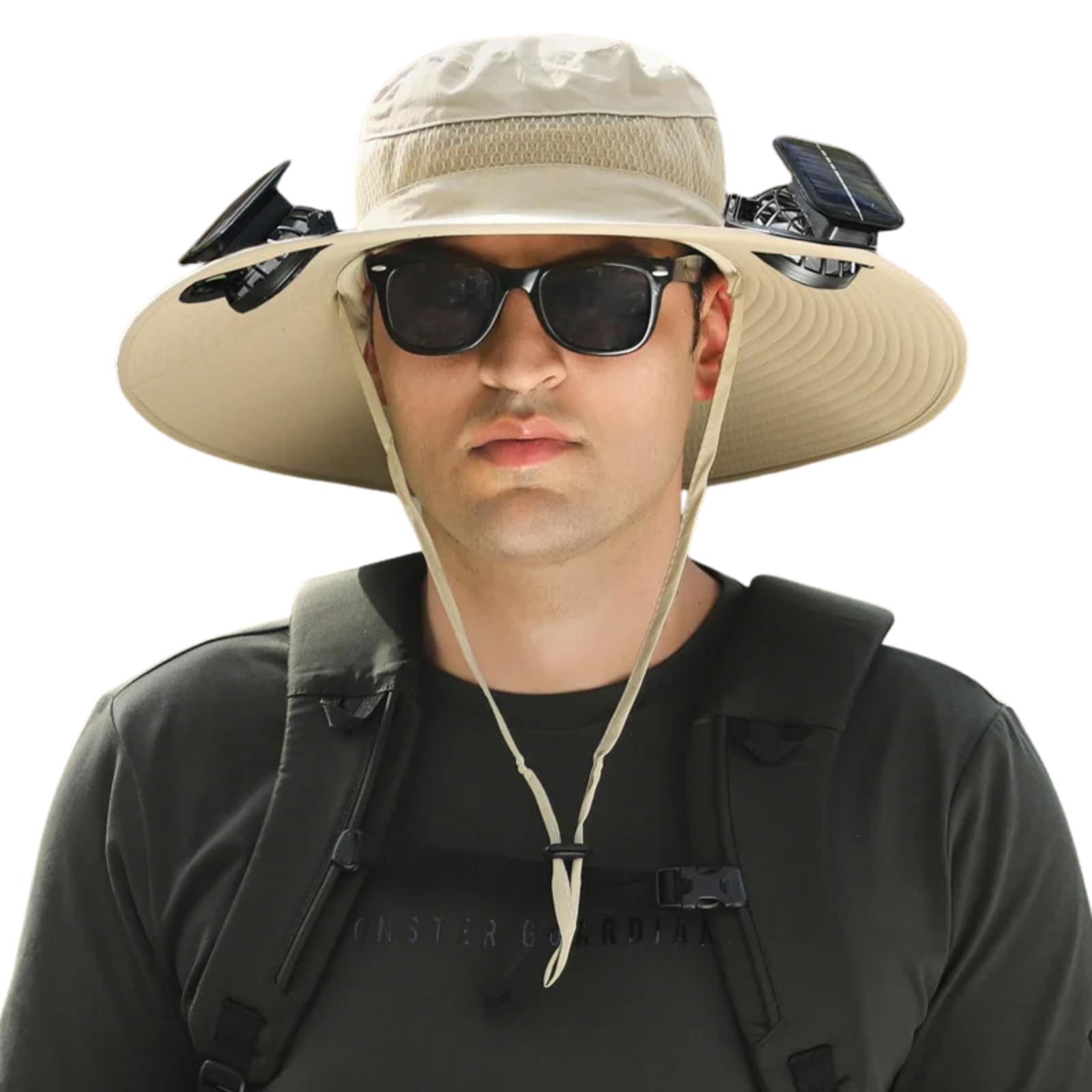UPF 50+ Solar Fan Bucket Hat for Men & Women - Wide Brim Sun Hat with Built-in Cooling Fan for Fishing, Beach, Hiking & Outdoor Activities