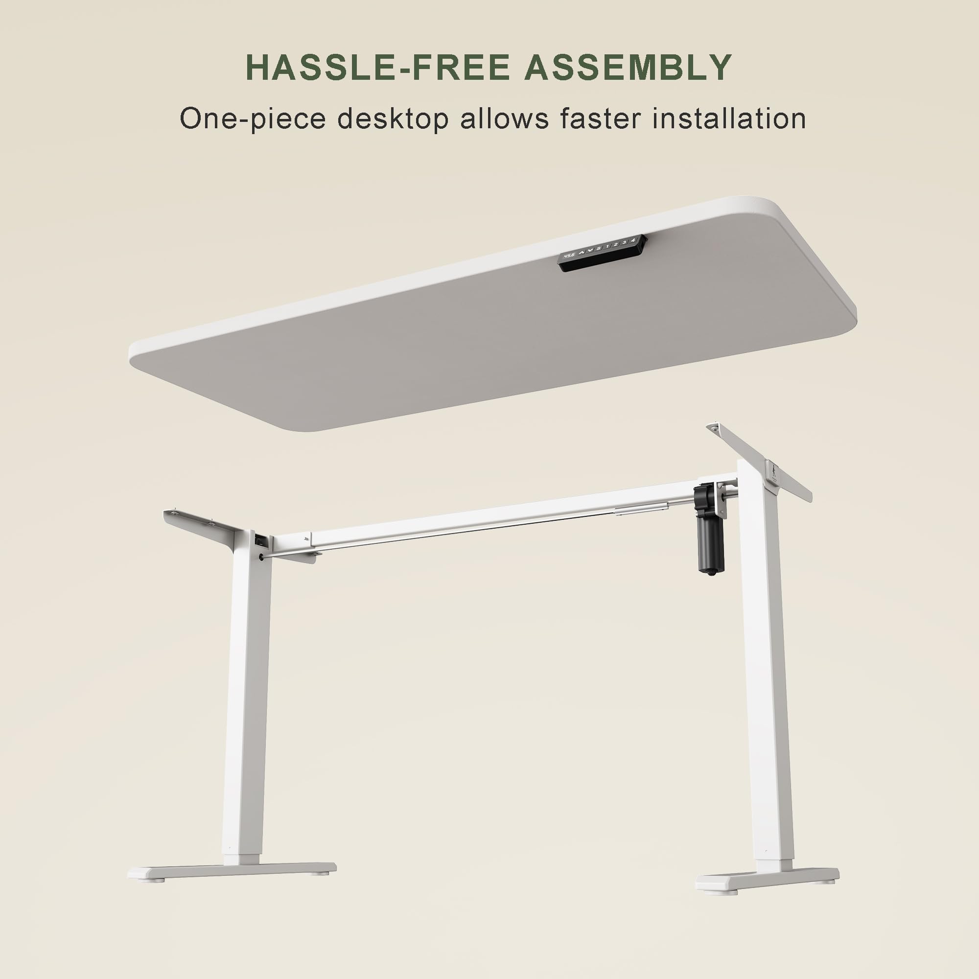 48x24 Inches Electric Standing Desk - Seamless One-Piece Height Adjustable Desk for Home Office | Ergonomic Sit to Stand Computer Workstation (White) - Perfect for Remote Work, Gaming & Study Spaces