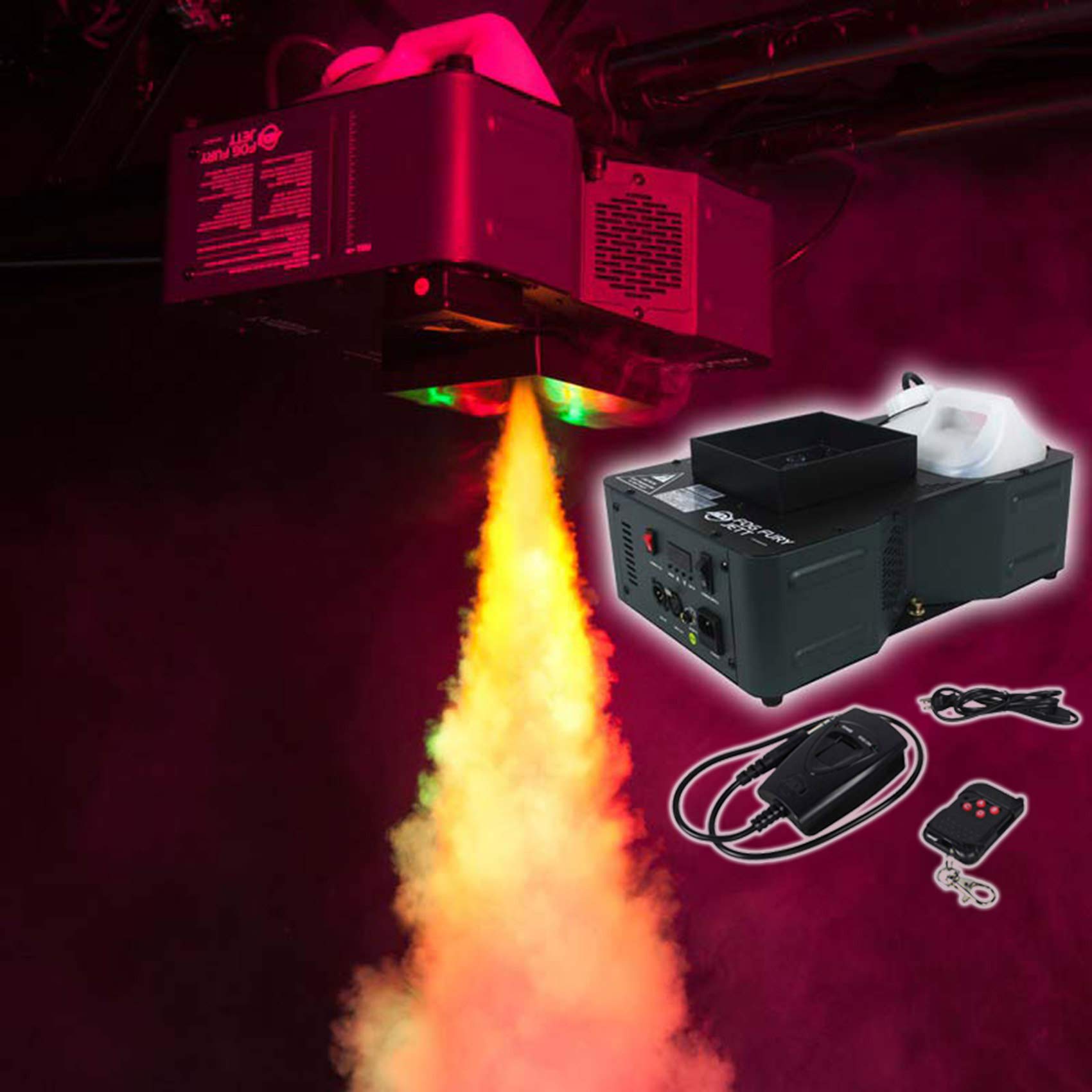 American DJ Fog Fury Jett DMX Vertical Fog Machine with Rechargeable LED Light Bar - Professional DJ Equipment for Stage Shows, Concerts, and Nightclubs