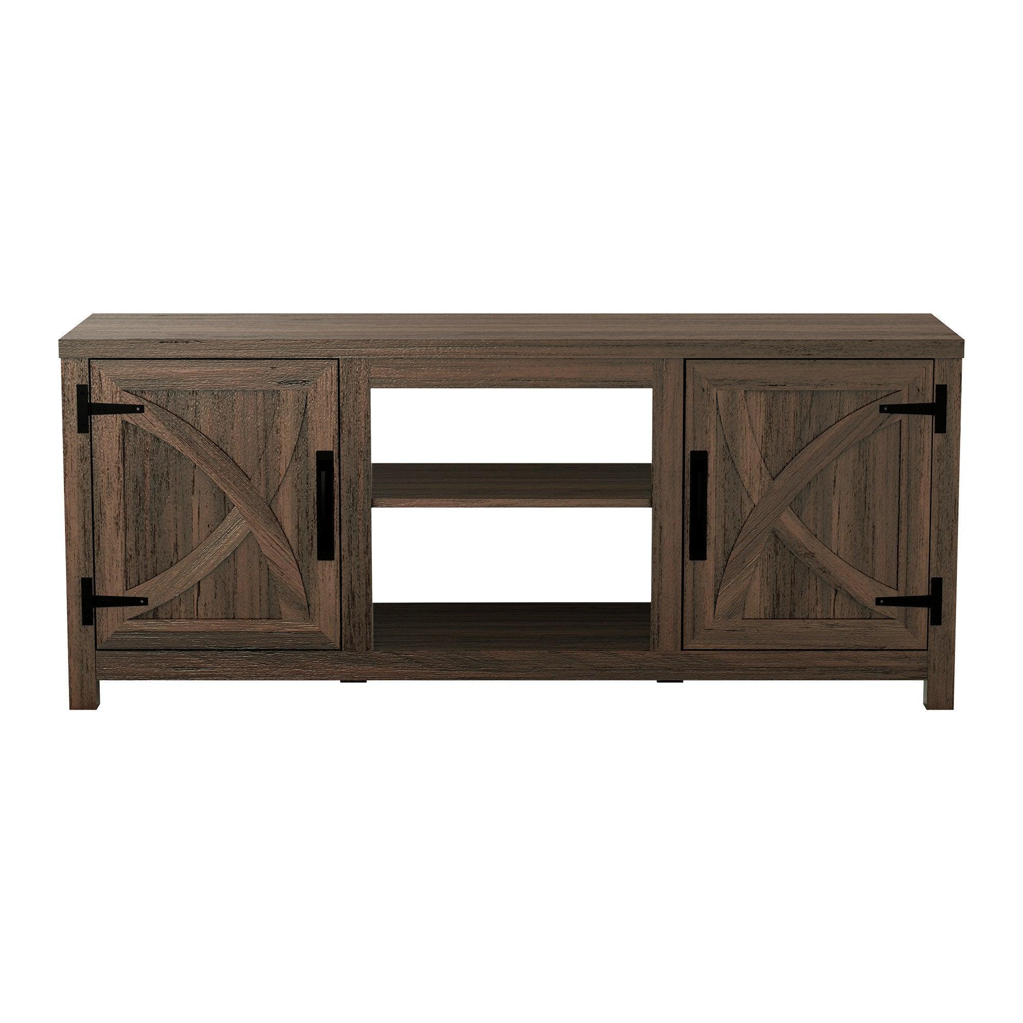 Rustic Farmhouse TV Stand for 58 Inch Flat Screen - Solid Wood Entertainment Center with Storage Cabinet - Perfect for Living Room, Home Theater & Family Room Decor
