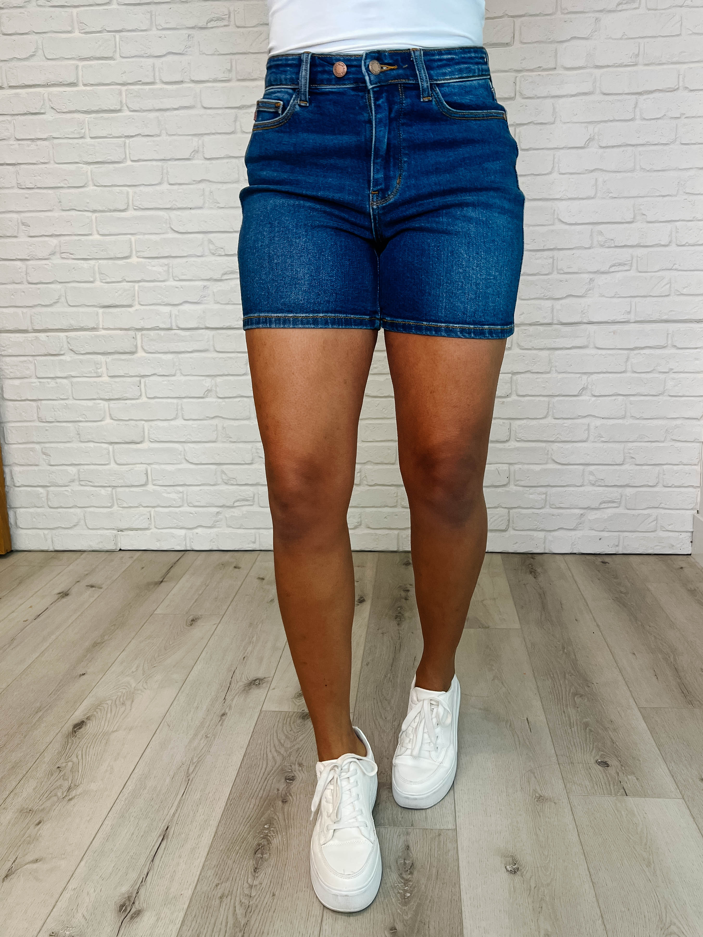 Darcy High Rise Adjustable Button Dad Shorts for Men - Comfortable Stretch Denim Casual Summer Shorts with Pockets | Perfect for Outdoor Activities, Beach, Travel & Everyday Wear
