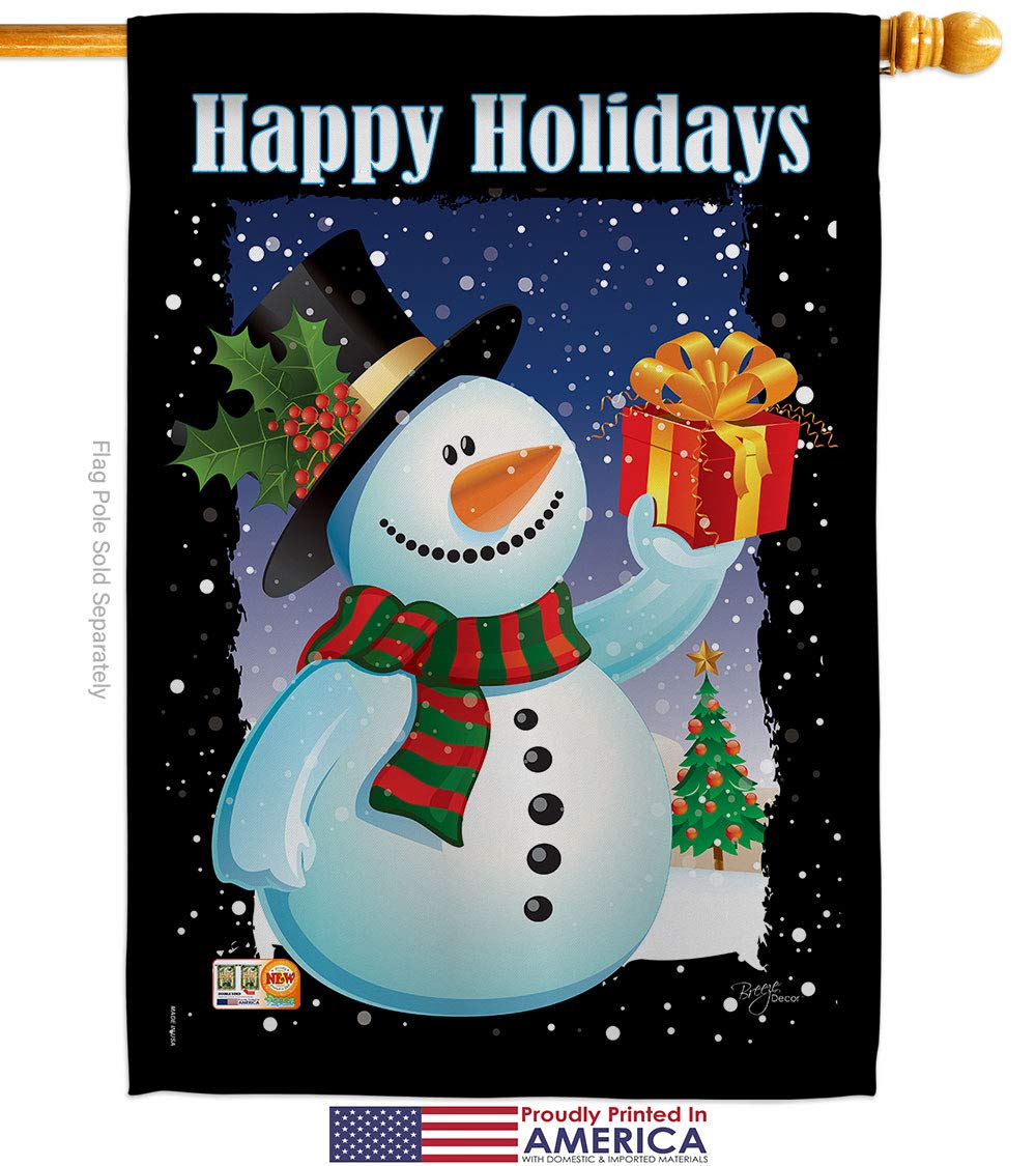 Christmas Snowman Garden House Flags Kit - Winter Holiday Decorative Yard Banner with Santa & Reindeer - Made in USA 28x40 Inches - Perfect for Front Yard, Porch & Seasonal Outdoor Decor