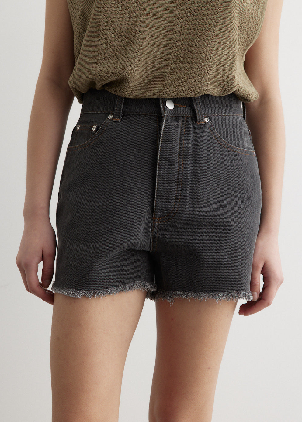 Aurora Denim Mini Shorts for Women - High Waisted Stretch Denim Shorts with Distressed Hem | Perfect for Summer, Beach, and Casual Outfits