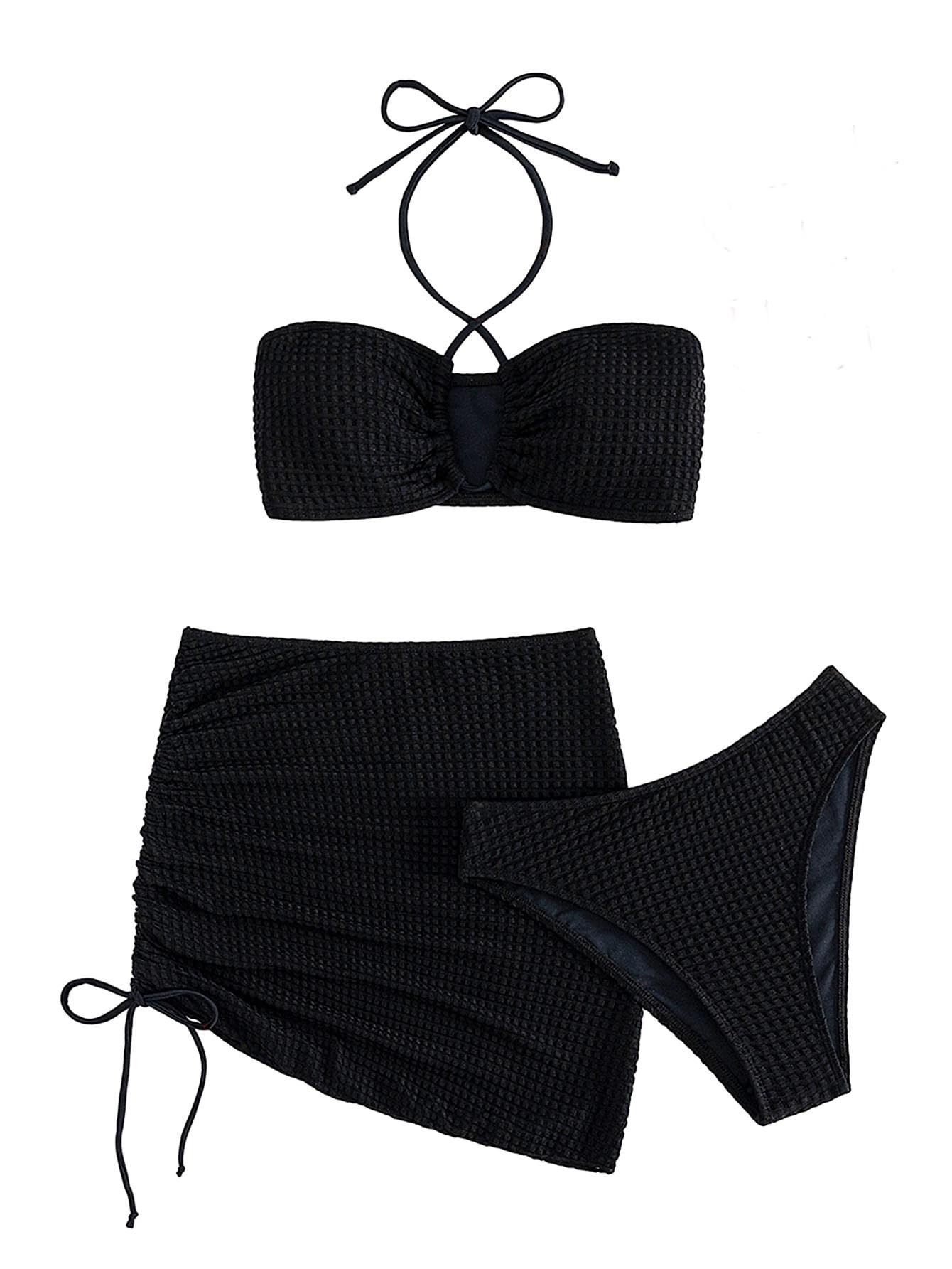 SHENHE Women's 3 Piece High Waisted Bikini Set - Summer Swimwear with Cover Up - Sexy Bathing Suit for Beach, Pool & Vacation