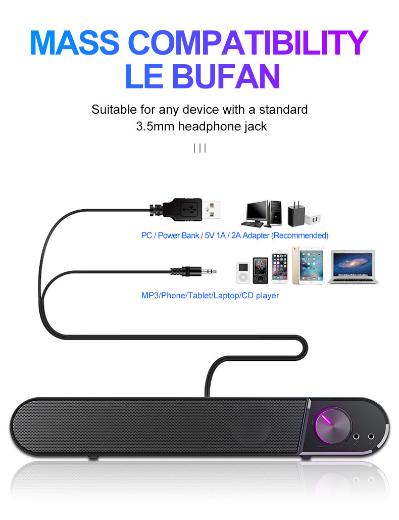 Wireless Bluetooth Speaker with USB 2.0 - Portable Soundbar for Computer, Desktop, TV, Gaming & Projectors | Plug & Play | Perfect for Home Theater, Office Meetings & Outdoor Parties (Model S7)