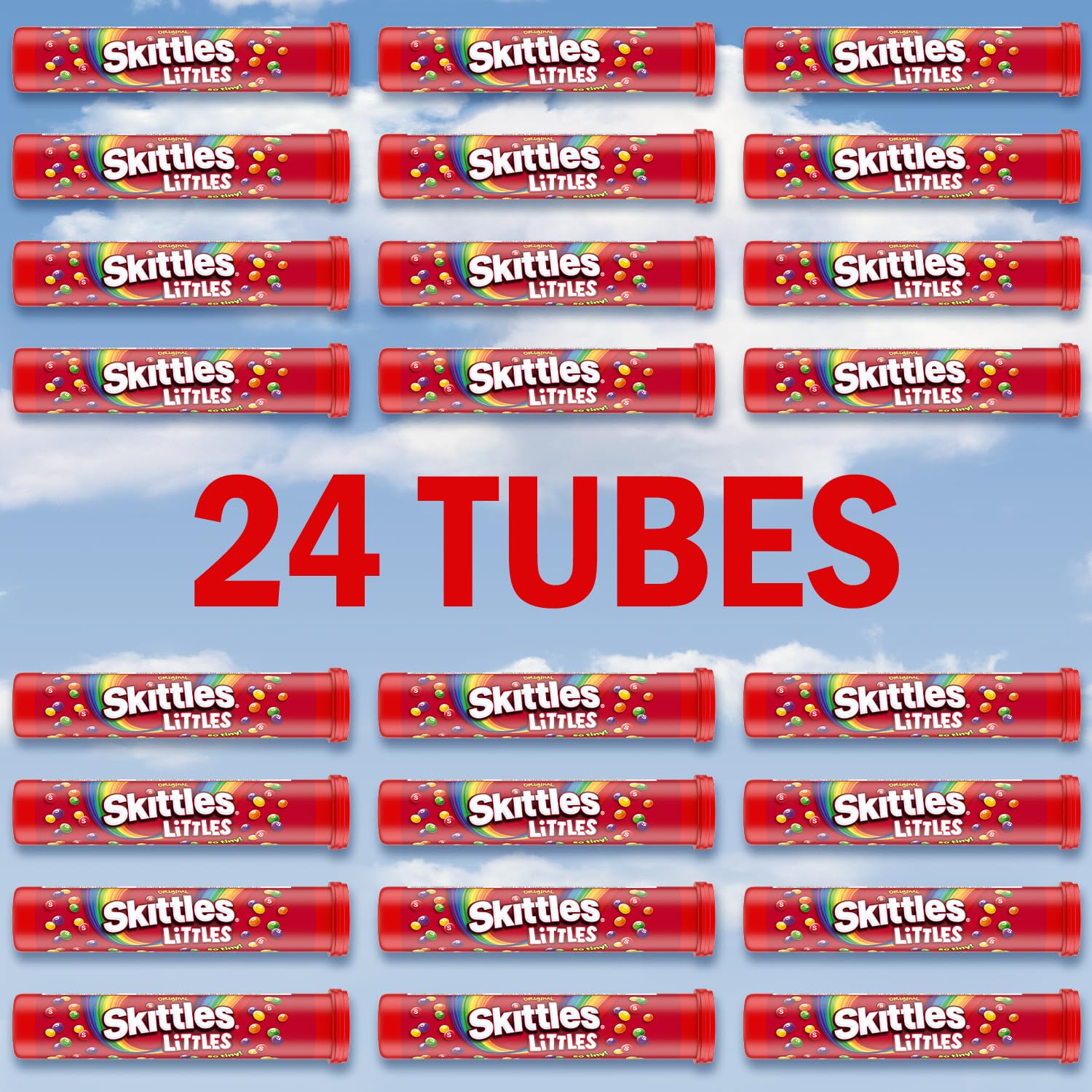 Skittles Original Rainbow Chewy Candy Bulk 45.6 Oz (24 Count Mega Tubes) - Tiny Fruit-Flavored Candies for Parties, Holidays, Gifts & Office Sharing - Perfect for Halloween, Easter Baskets & Movie Nights