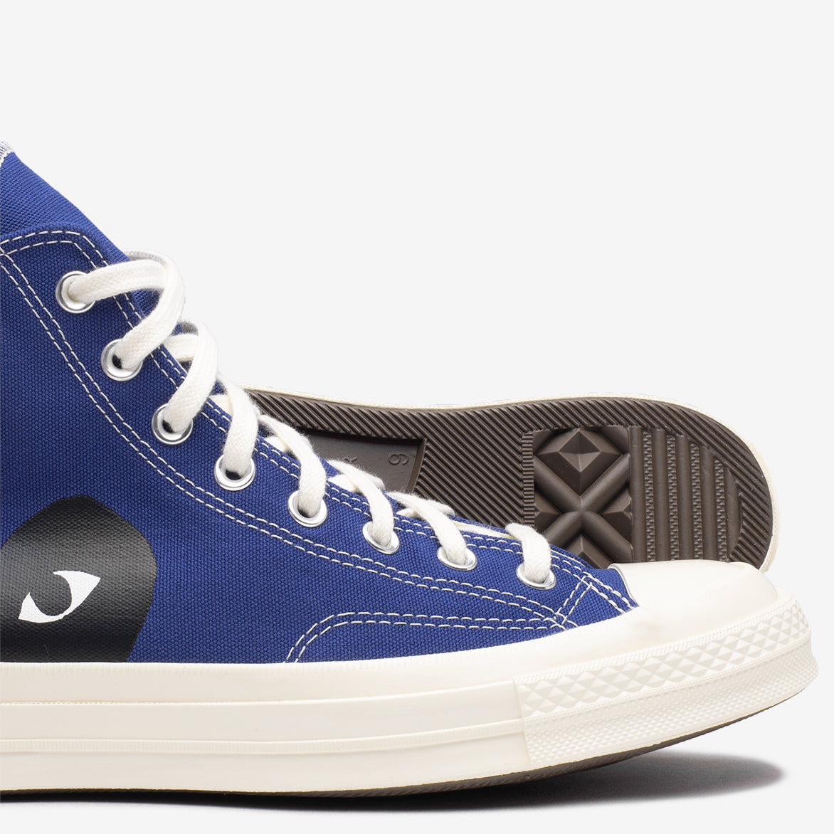 CDG PLAY x Converse Chuck 70 High Top Sneakers - Black Heart & Blue Quartz Colorway | Limited Edition Streetwear Shoes for Men & Women | Perfect for Casual Outfits, Urban Fashion and Collector's Items