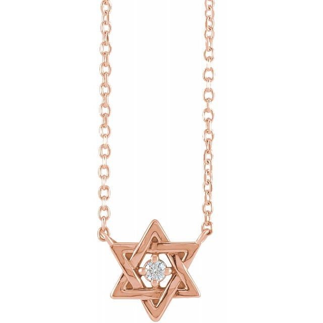 14K Solid Gold Star of David Necklace - 0.03 CT Diamond Pendant, Sterling Silver & Platinum Options - Perfect for Hanukkah Gifts, Jewish Holidays & Everyday Elegance