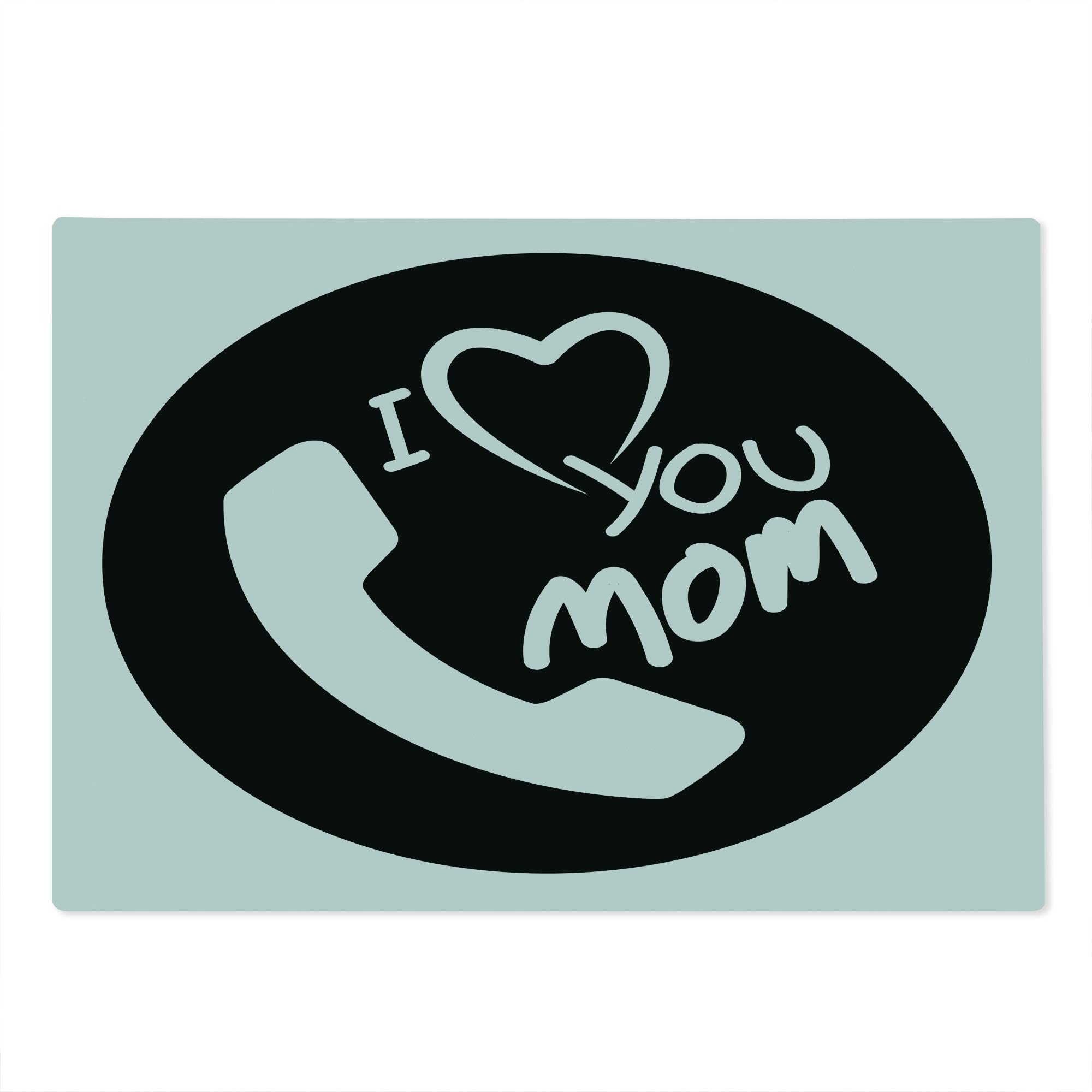Ambesonne Call Mom Tempered Glass Cutting Board - Large Decorative Serving Board with 'I Love You Mom' Calligraphy Design, Family Values Theme & Phone Silhouette - Black & White - Perfect for Mother's Day Gifts, Kitchen Decor & Cheese Charcuterie Boards