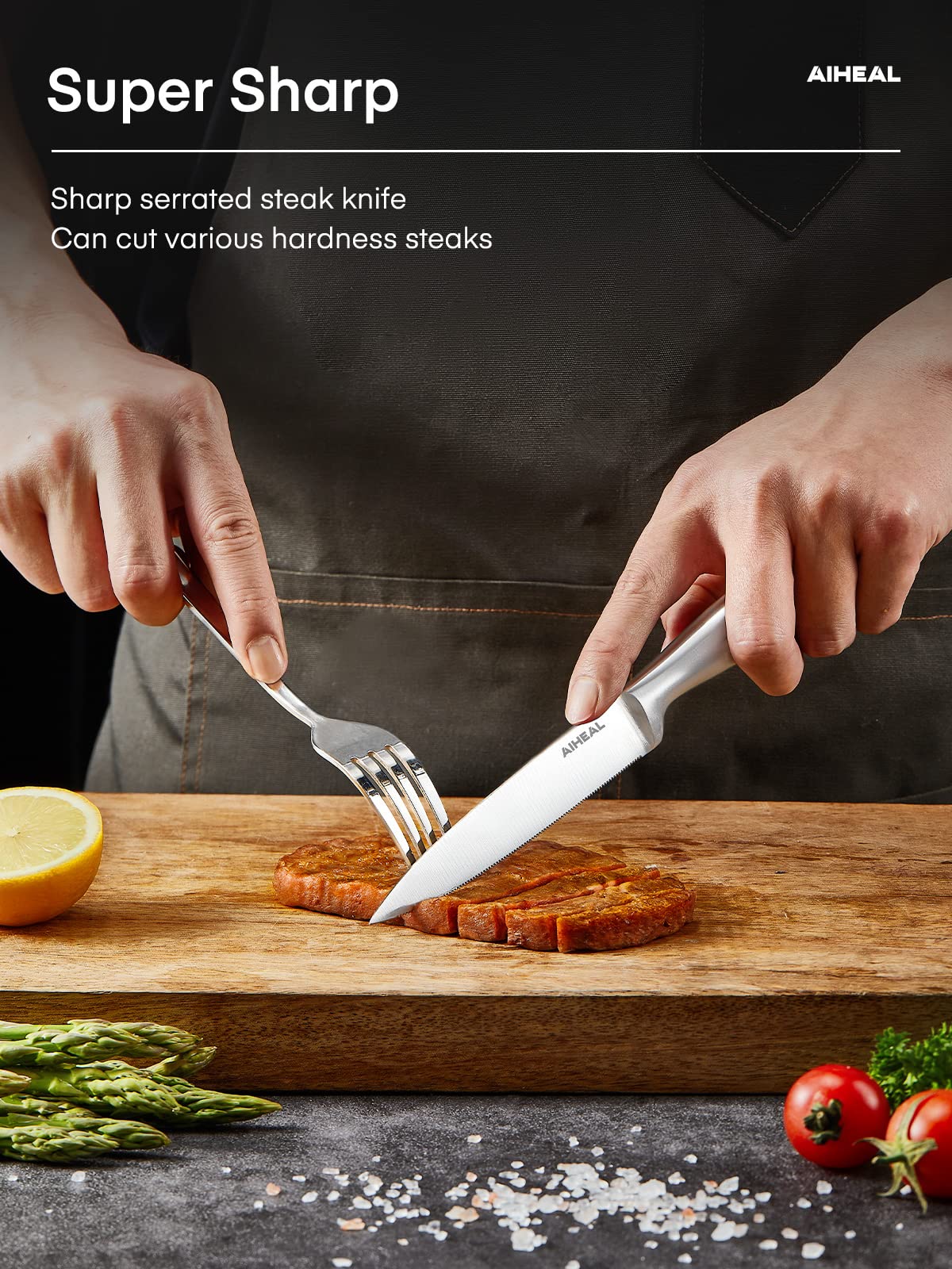 Premium 12-Piece Stainless Steel Steak Knife Set - 4.5 Inch Sharp Micro-Serrated Blades, Never Needs Sharpening - Perfect for Dinner Parties, BBQs, and Steakhouse-Style Dining at Home
