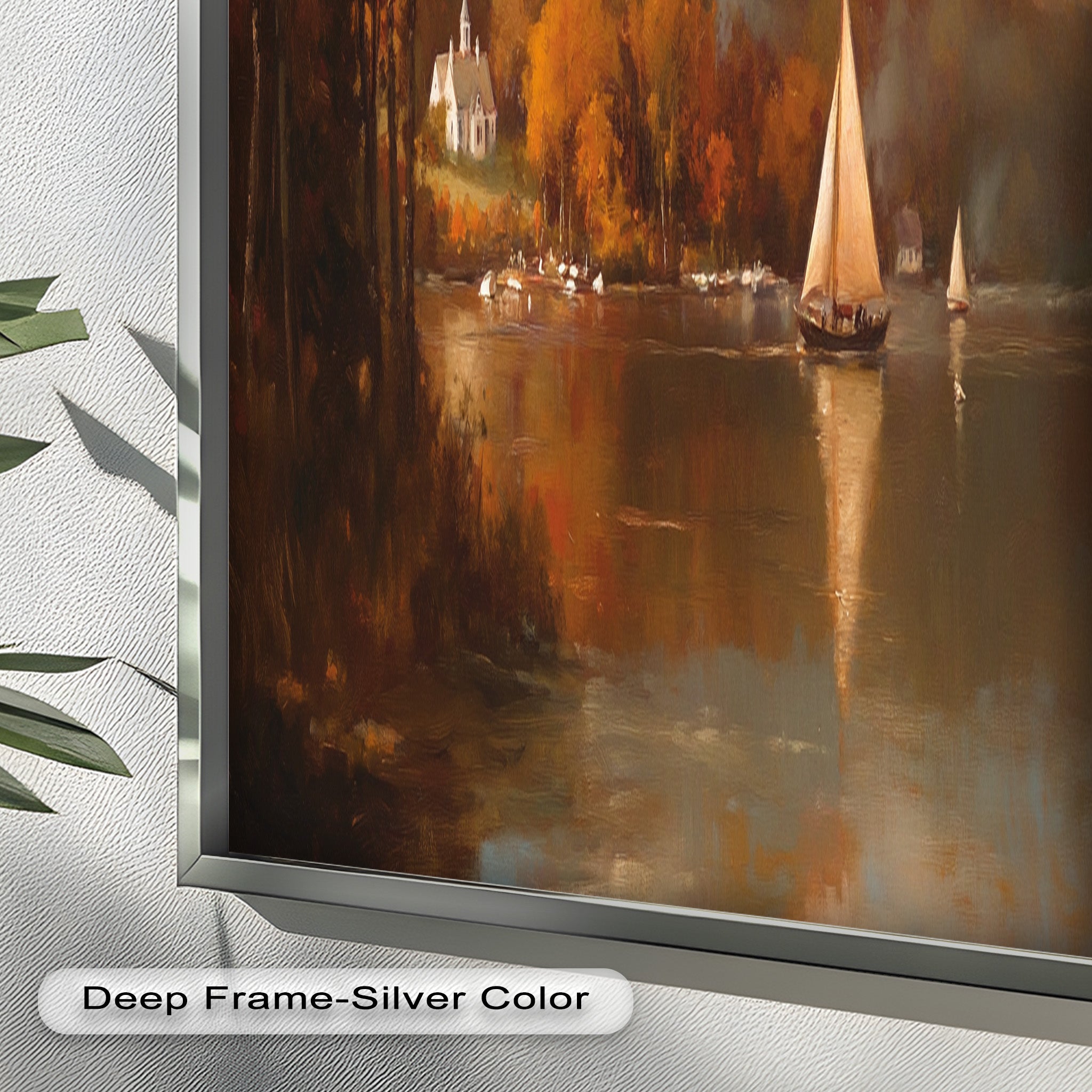 Autumn Sail Reflections - Classic Hudson River Oil Painting for Home Decor | Handmade Landscape Artwork for Living Room, Bedroom & Office
