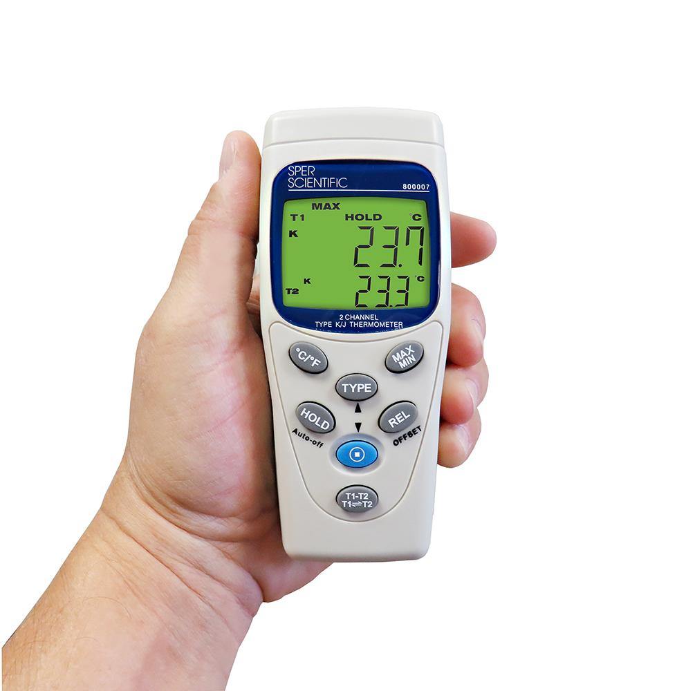 2 Channel K/J Type Thermocouple Thermometer - Dual Input Digital Temperature Meter for Cooking, HVAC & Industrial Use