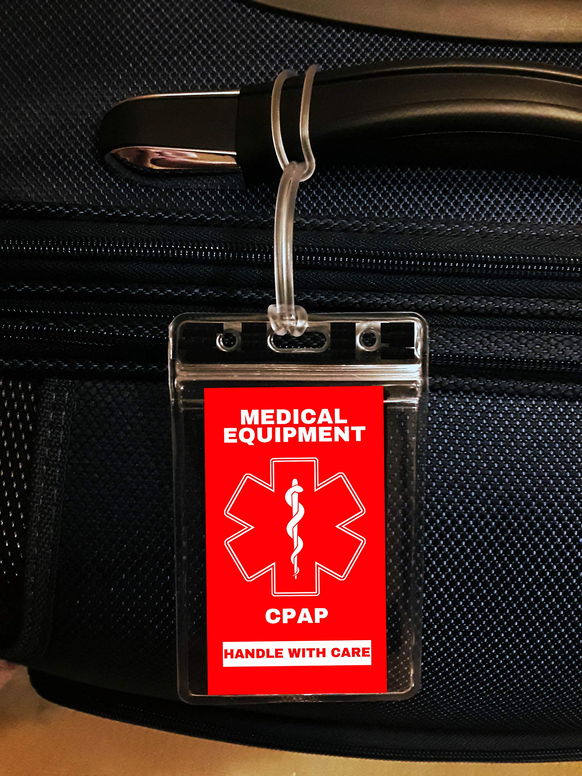 CPAP Medical Alert Luggage Tag - Handle with Care, Complies with DOT & ACAA Regulations (1 Pack) - Perfect for Travel with Sleep Apnea Equipment