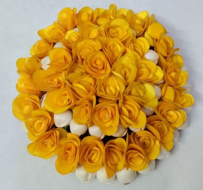 Ruchi Artificial Hair Flower - South Indian Gajara Bun Hair Accessories for Women (Yellow, Pack of 1) | Perfect for Weddings, Festivals & Traditional Occasions