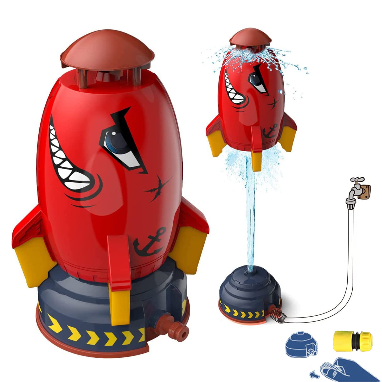 Kids Rocket Sprinkler Toy - 360° Rotating Outdoor Water Sprinkler for Garden & Yard, Connects to Hose - Fun Summer Splash Toy for Boys & Girls Ages 3-10 - Perfect Birthday Gift for Outdoor Play & Backyard Water Activities