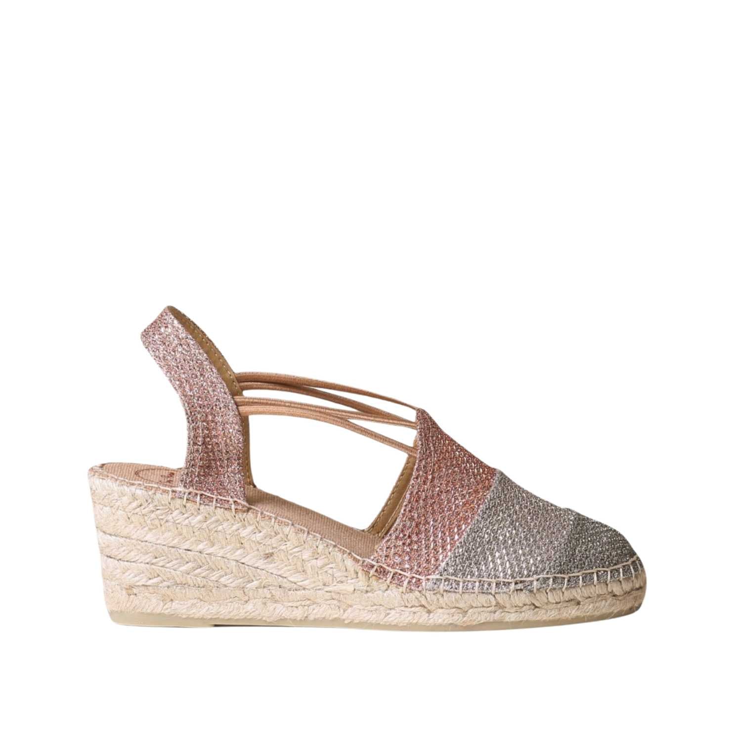 Women's Patchwork Shimmery Wedge Espadrille Sandals - Comfortable Summer Beach Shoes for Walking, Travel & Vacation Outfits