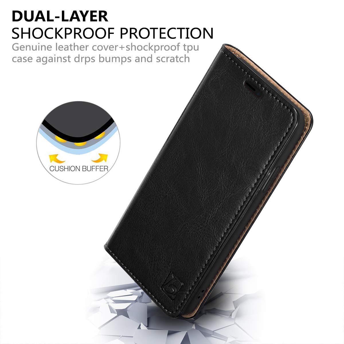 Belemay Genuine Cowhide Leather Wallet Case for iPhone 11 Pro Max (6.5