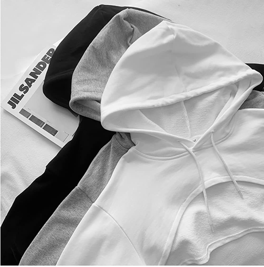 Hotmiss Women's Cropped Long Sleeve Cut Out Hoodie - Loose Fit Workout Pullover Sweatshirt for Yoga, Gym & Casual Streetwear