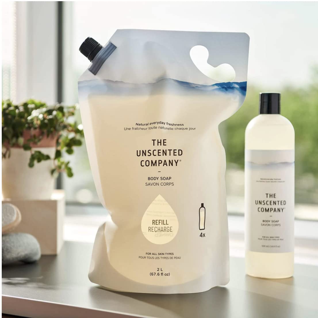Unscented Body Soap Refill - 67.6 oz Fragrance-Free Liquid Soap for Sensitive Skin | Eco-Friendly & Hypoallergenic | Perfect for Home, Gym & Travel Use