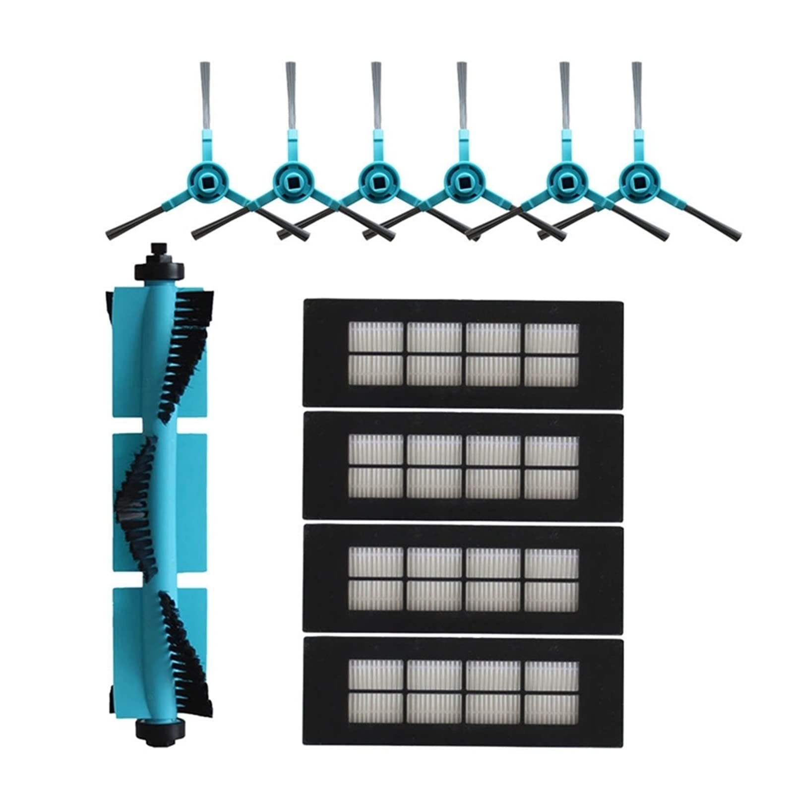 Replacement Side Brush Roller Brush for Conga Robot Vacuum 3090 - Compatible Main & Sweeper Accessories (Blue, Black, White) - Perfect for Hardwood Floors & Pet Hair Cleaning
