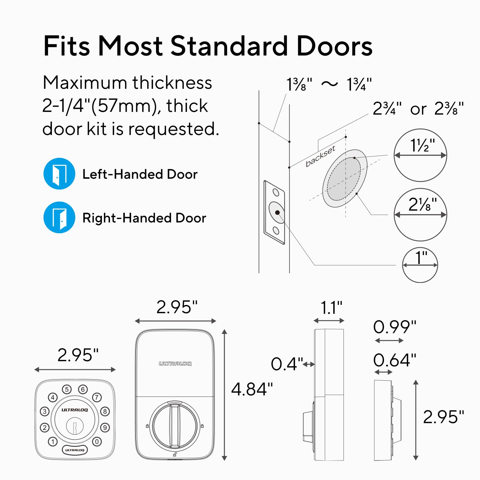 Ultraloq U-Bolt Smart Lock with Handle Set - Keyless Entry Bluetooth Fingerprint & App Control Smart Deadbolt for Front Door - Perfect for Home Security & Airbnb Rentals