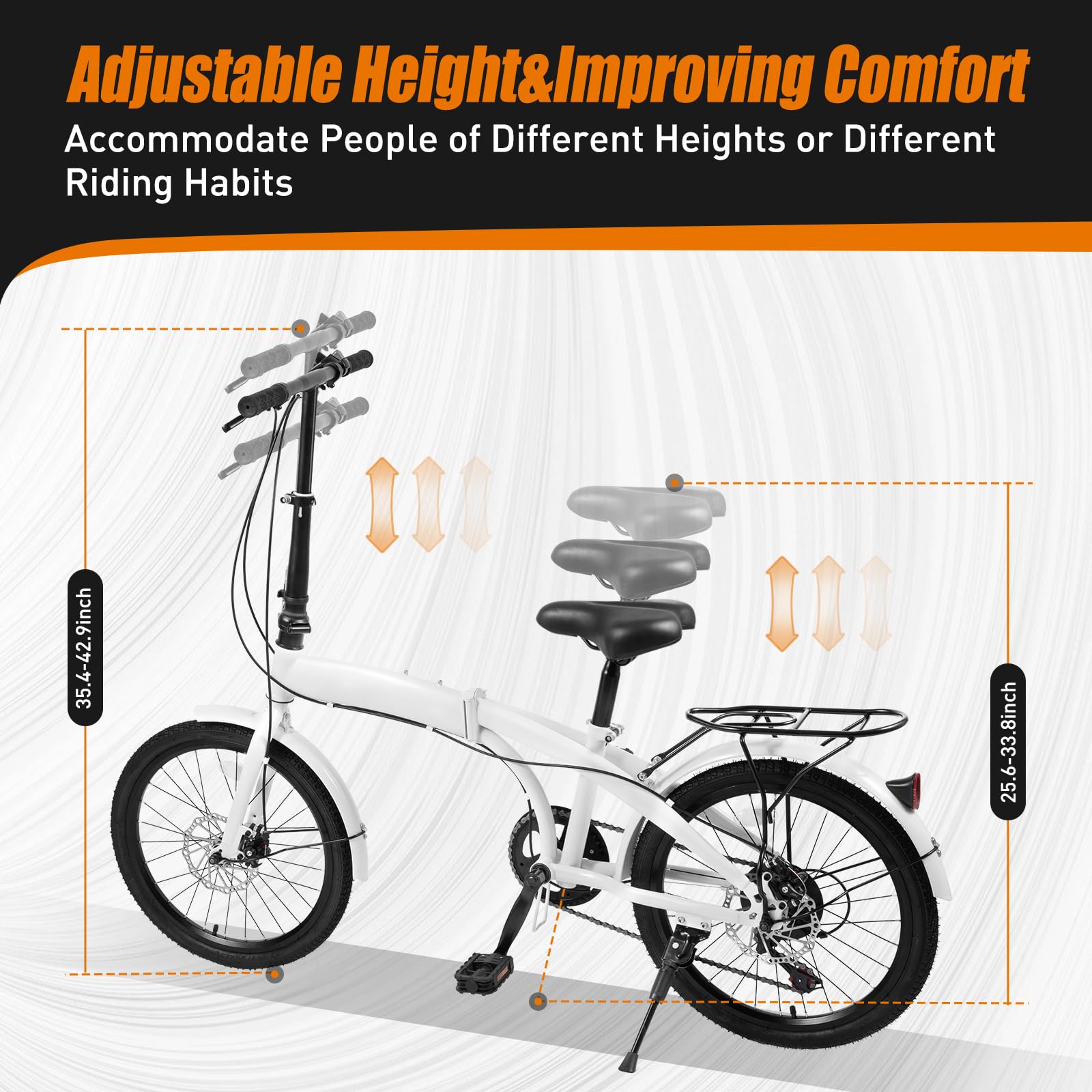 **Foldable Bicycle 20-inch Wheels - 7 Speed Gears, Disc Brake & Fenders - Lightweight Folding Bike for Commuting, Travel & City Riding**