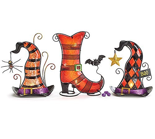 BURTON & BURTON Set of 3 Witch-Themed Candle Holders - Halloween Decor, Gothic Home Accessories for Spooky Parties & Witchcraft Altars