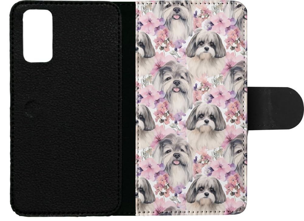 Foxercases Lhasa Apso Puppy Dog Pattern Faux Leather Flip Wallet Phone Case for Samsung Galaxy S20 - Stylish & Protective Cover for Everyday Use, Travel, and Work