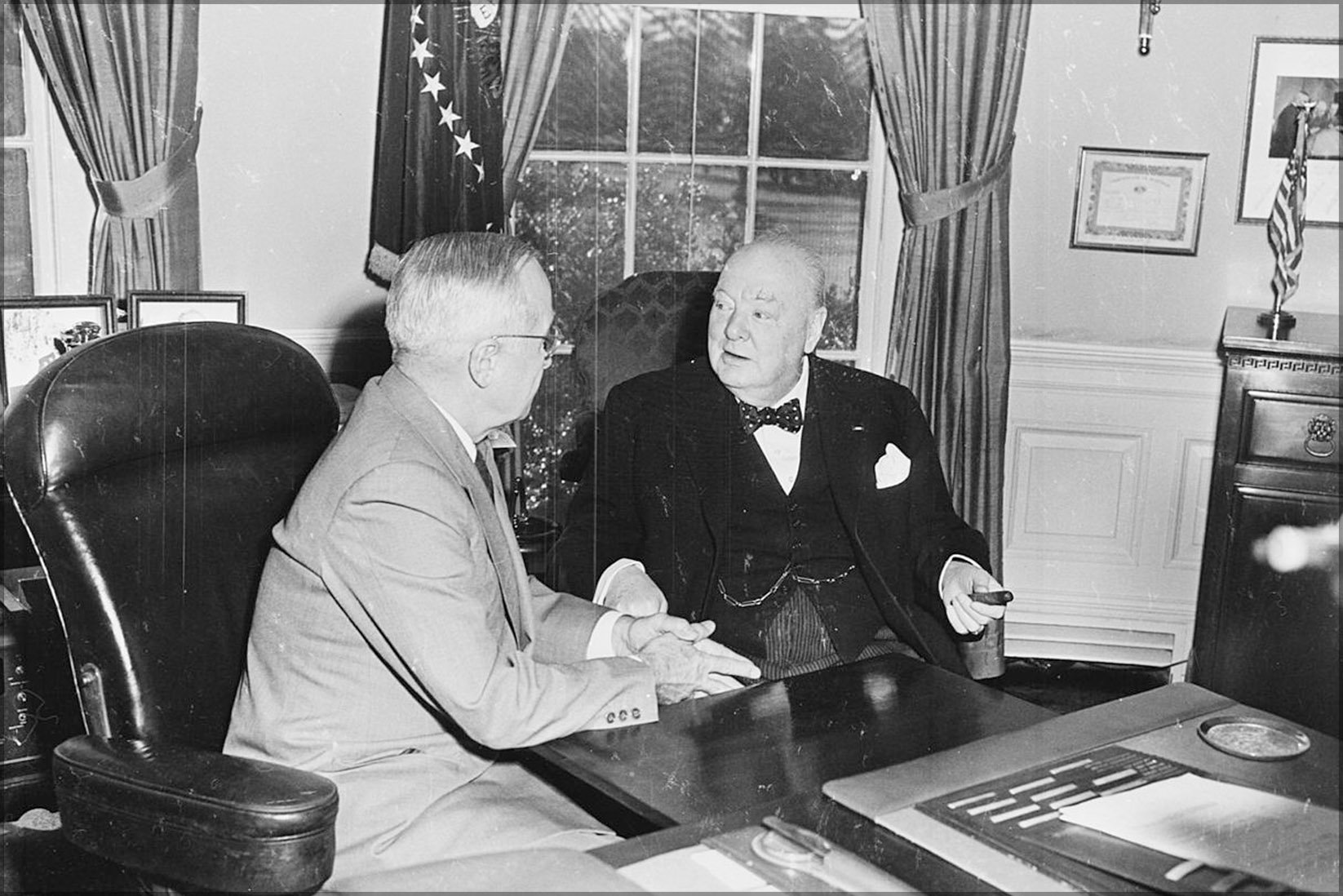 24x36 Inch Vintage History Poster - Harry Truman & Winston Churchill 1952 Meeting | Wall Art Decor for Office, Classroom, or Home