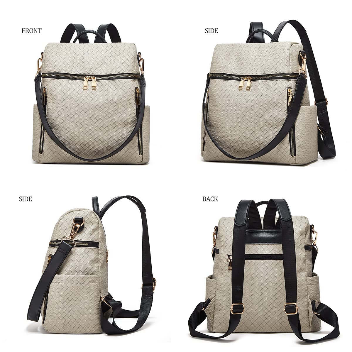 Stylish Women's PU Leather Convertible Backpack Purse - 2-Piece Travel Satchel Handbag for Work, School & Daily Use