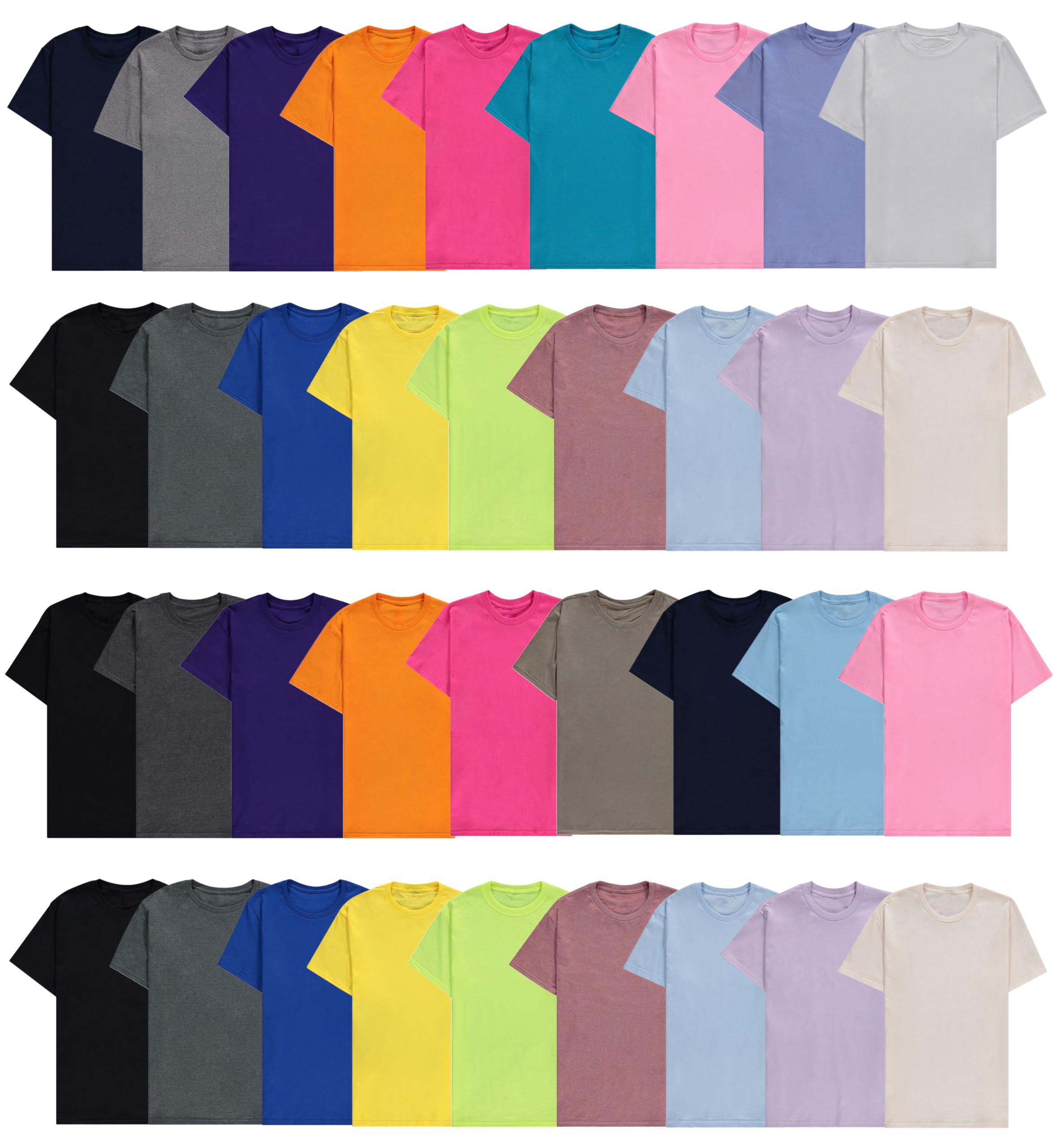 Bulk Pack Men's Cotton Crew Neck T-Shirts - 6 Pack Short Sleeve Lightweight Tees for Casual Wear & Everyday Comfort | Assorted Colors | Perfect for Work, Gym & Lounge