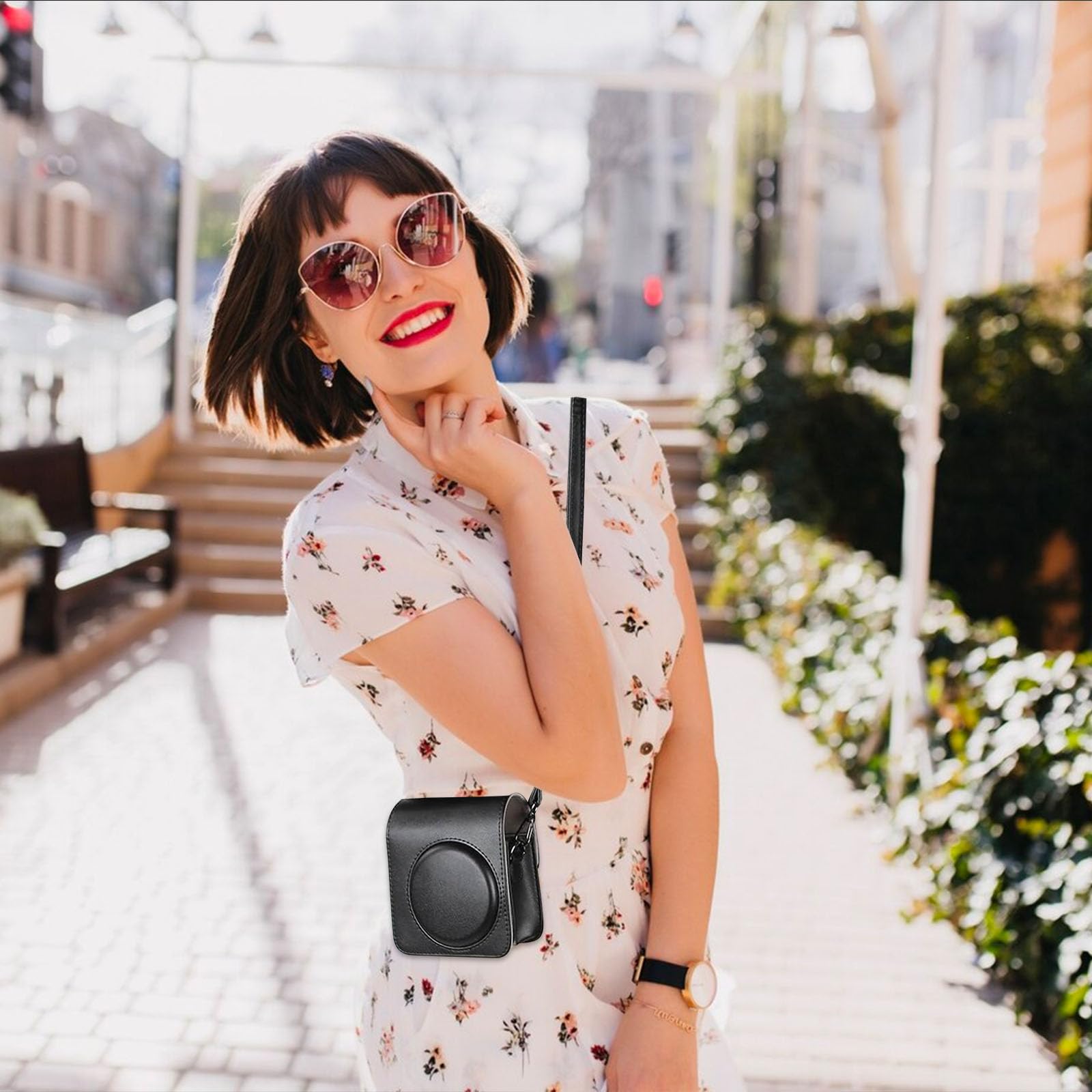**HIUOUIH Protective Case for Fujifilm Instax Mini 12 Instant Camera - Durable Travel Pouch with Adjustable Shoulder Strap (Purple) - Perfect for Travel, Parties & Everyday Use**