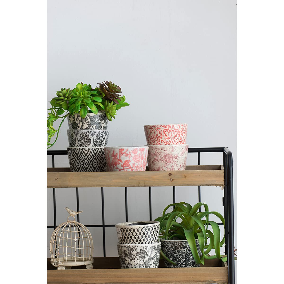 A&B Home Garden Planter Set - 3 Pack Ceramic Flower Pots for Indoor & Outdoor Plants, Succulents, Herbs - Classic Terracotta Design, Black (6x5 Inch) - Perfect for Windowsills, Balconies, Office Desks & Home Decor