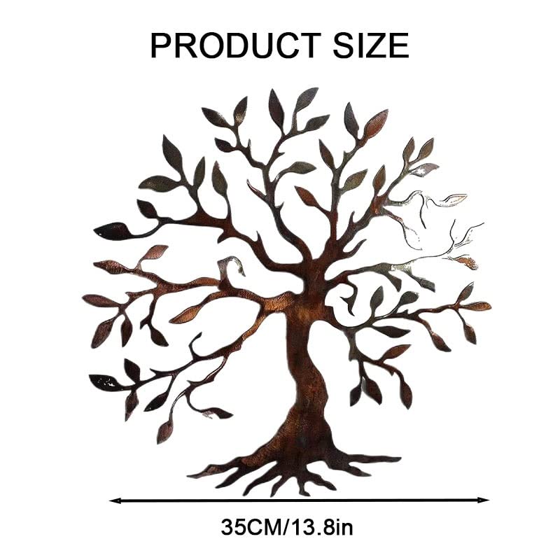 JILIP Olive Tree Metal Wall Art - 3D Abstract Metal Tree Sculpture for Home & Office Decor, 35cm/13.8 Inch - Perfect for Living Room, Bedroom, or Office Wall Decoration