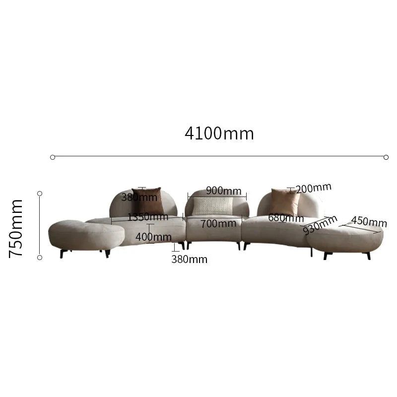 Italian Retro Style Arc Combination Sofa Set - Vintage Living Room Furniture for Modern Homes | Perfect for Lounge, Family Room & Entertainment Spaces
