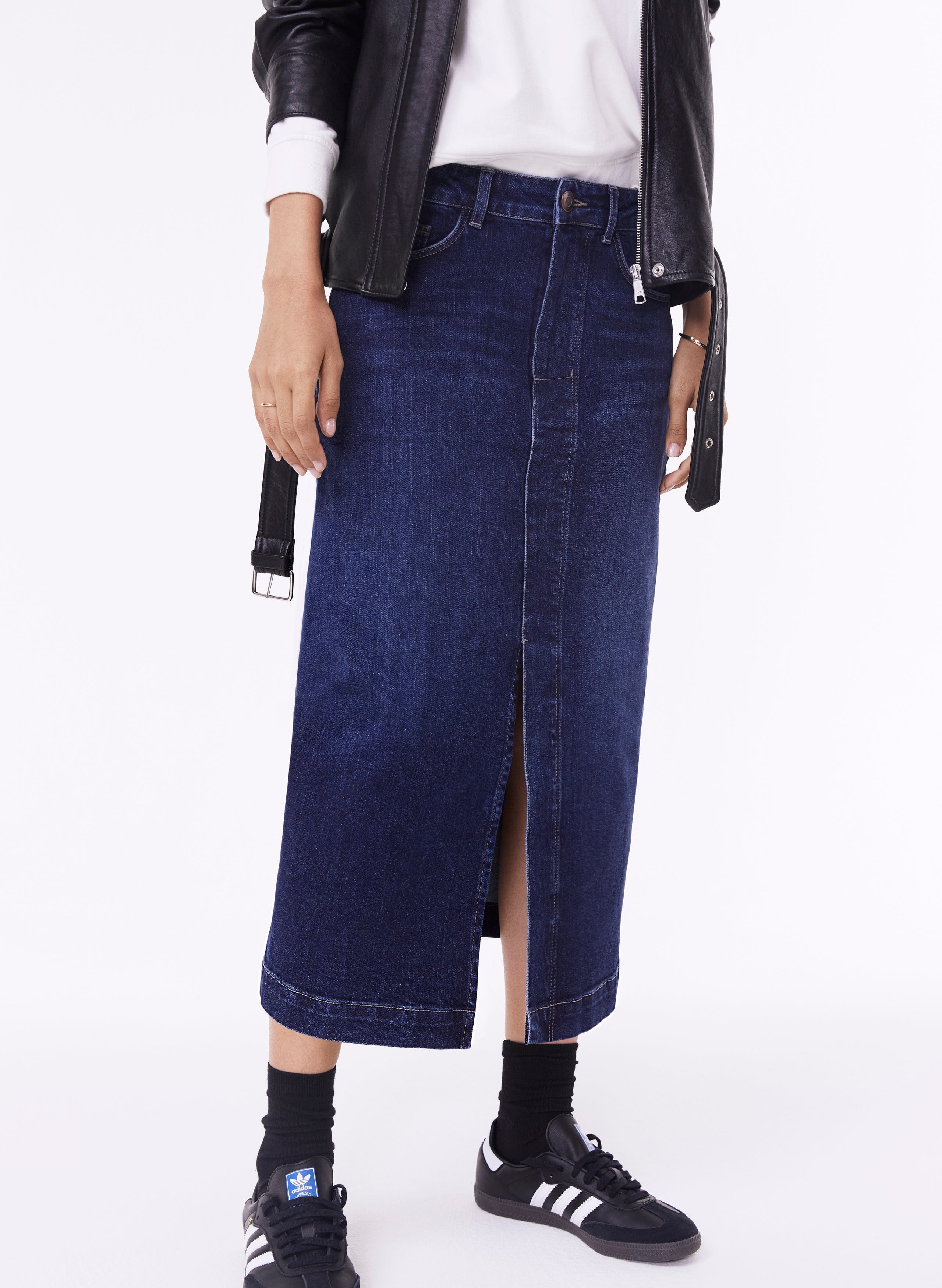 Emilia Women's Organic Cotton Midi Skirt - Dark Indigo Blue | Eco-Friendly Casual Summer Skirt for Beach, Travel & Everyday Wear