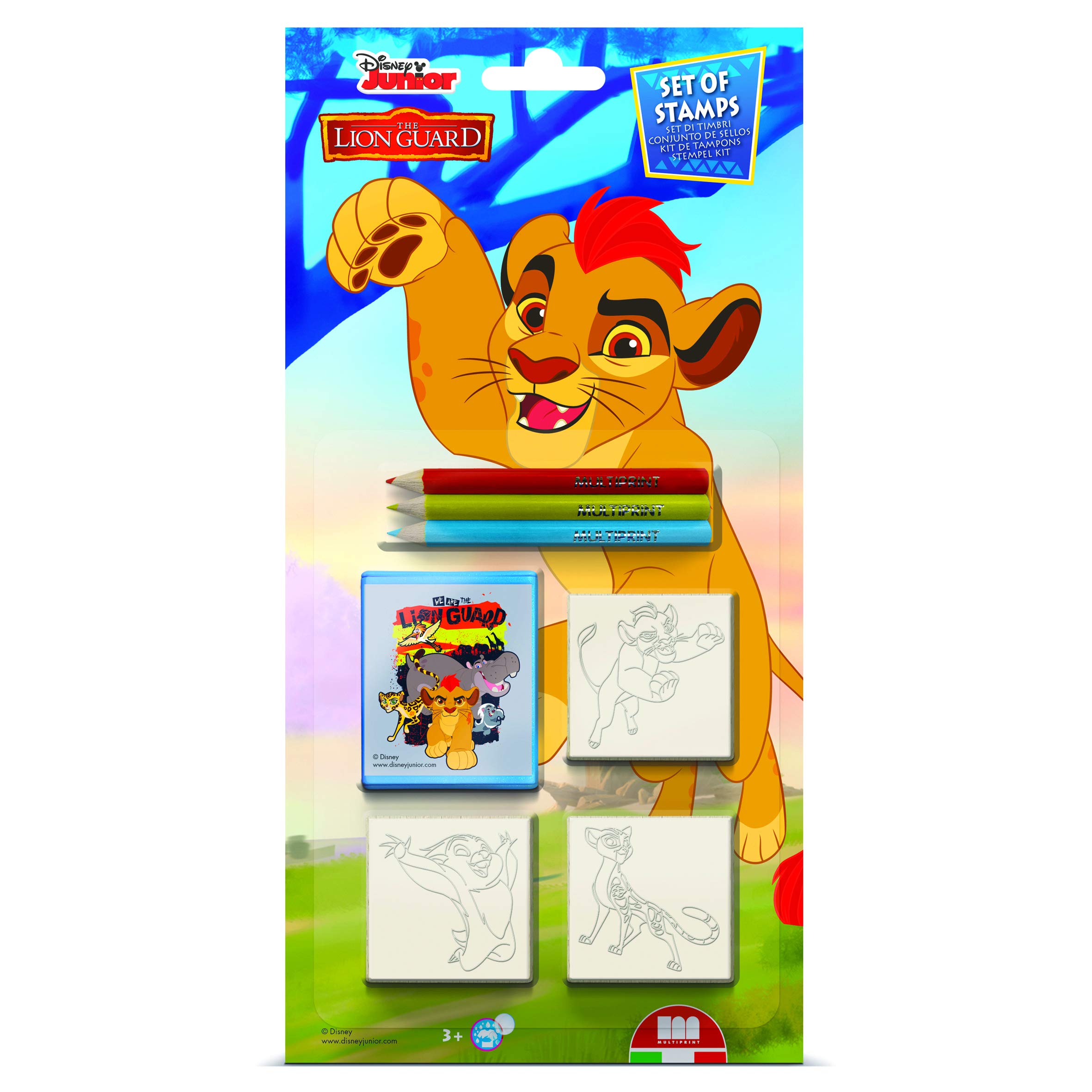 Disney Lion Guard Personalized Kids Stamps Set of 3 - 100% Made in Italy - Non-Toxic Washable Ink - Wood & Natural Rubber Stamps - Perfect Gift for Children - Art.03946 - Great for Arts & Crafts, Scrapbooking, and DIY Projects