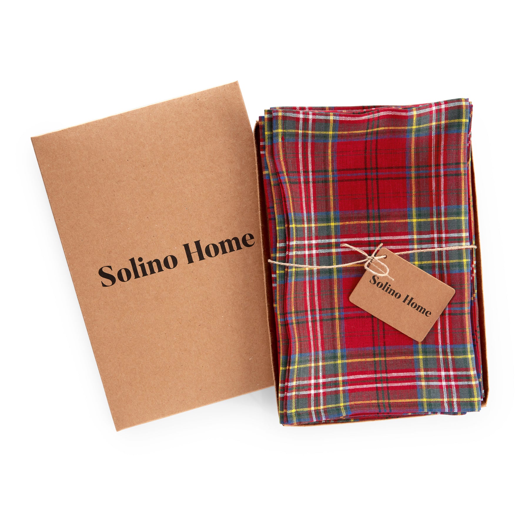 Classic Tartan Plaid Napkins - Set of 4 Premium Cotton Table Linens for Christmas Dinner, Thanksgiving & Holiday Parties