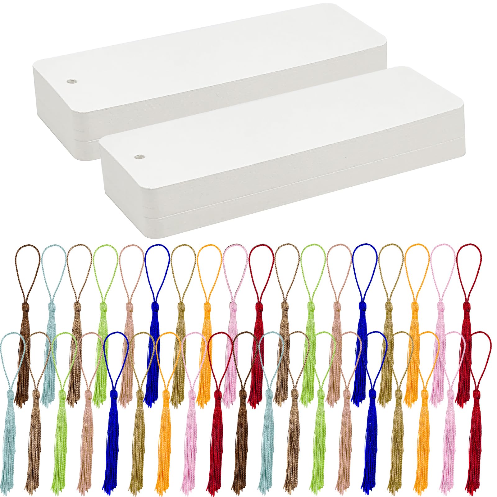 100-Pack Blank DIY Bookmarks with Colorful Tassels - 5.5