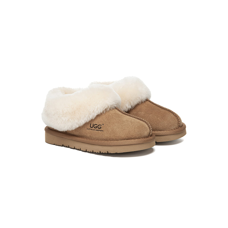 Australian Shepherd UGG Slippers for Kids - Genuine Sheepskin Wool Ankle Booties - Cozy Indoor House Shoes for Boys & Girls - Perfect for Winter, Home, and Playtime