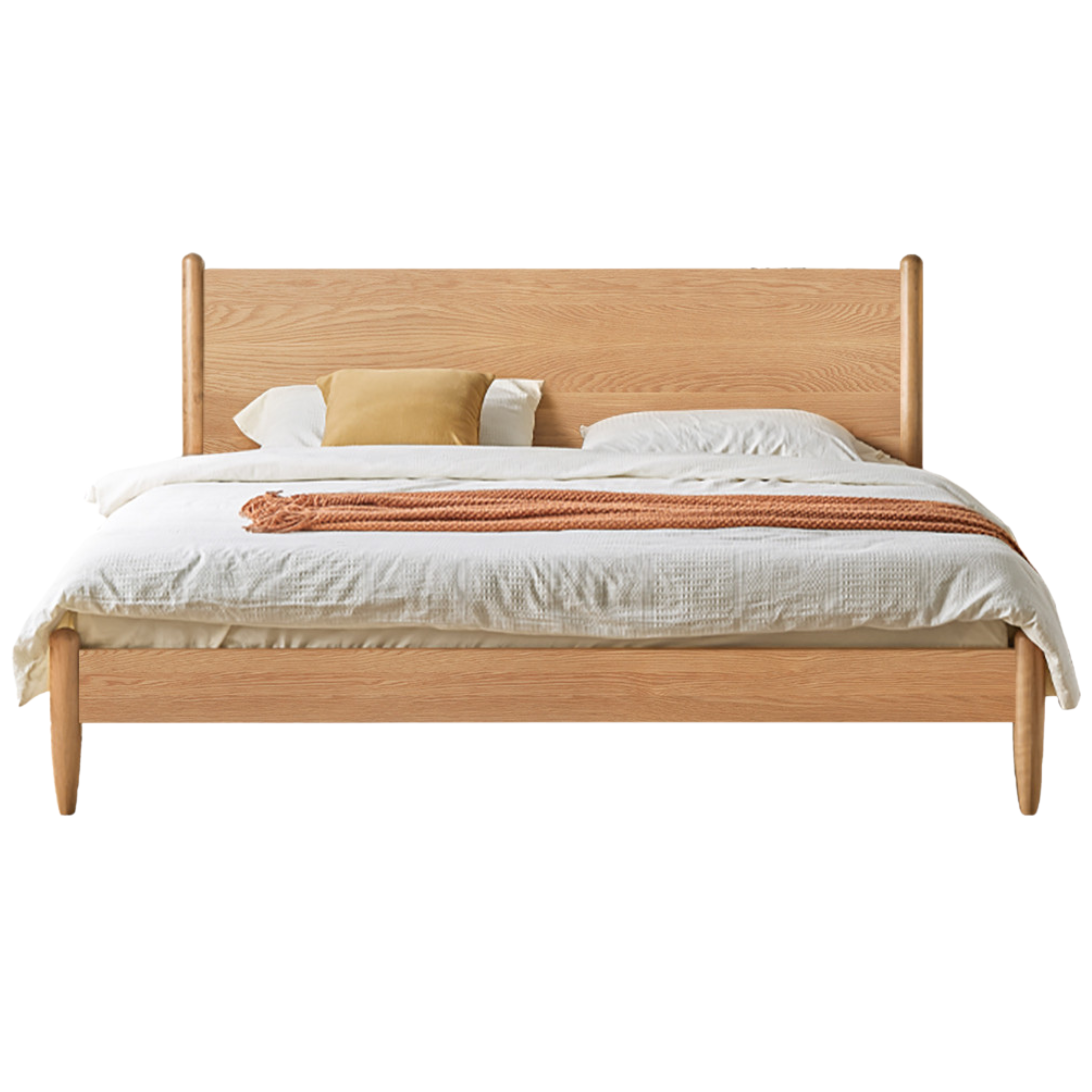 Solid Oak, Black Walnut & Cherry Wood Bed Frame - Handcrafted Queen Size Wooden Bed with Sturdy Slat Support - Perfect for Master Bedroom, Guest Room or Rustic Cabin Decor